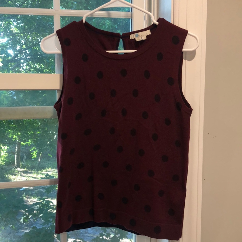 Boden Dark Red Polka Dot Tank